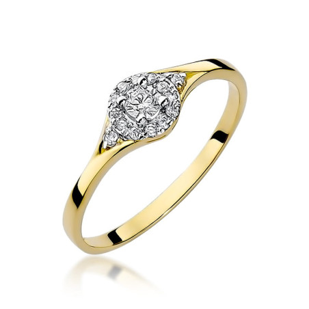 Pierścionek W056 Diament 0,10ct żółte złoto