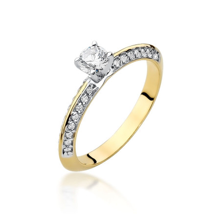 Pierścionek W518 Diament 0,30ct żółte złoto