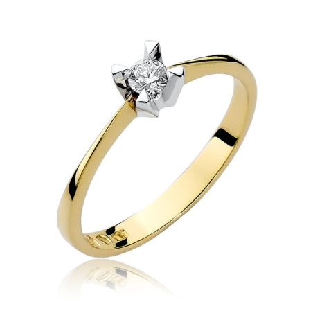 Pierścionek W058 Diament 0,12ct żółte złoto