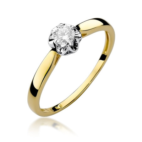 Pierścionek W062 Diament 0,15ct żółte złoto