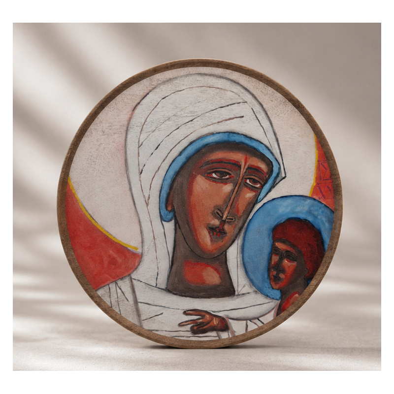 Ikona "Matka Boża z Dzieciątkiem" 30 cm (na drewnie mango)