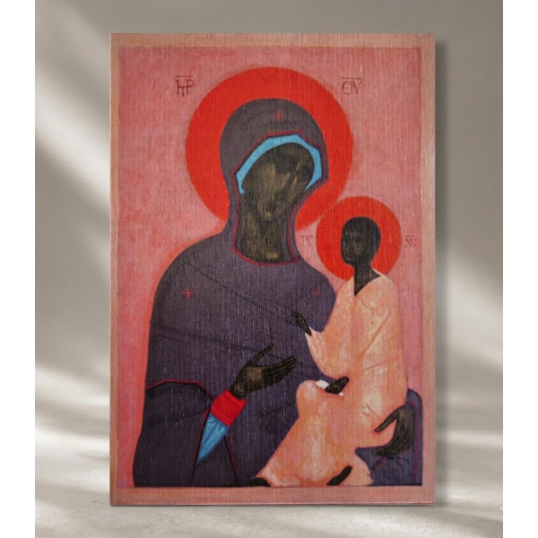 Ikona "Matka Boża Hodegetria" 14,40 x 20,80 cm (czerwony tył)