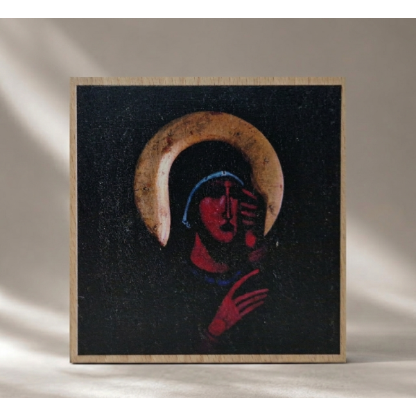 Ikona "Matka Boża " 10 x 10 cm (na drewnie bukowym)