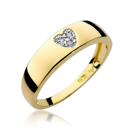 Pierścionek W064 z diamentami żółte złoto