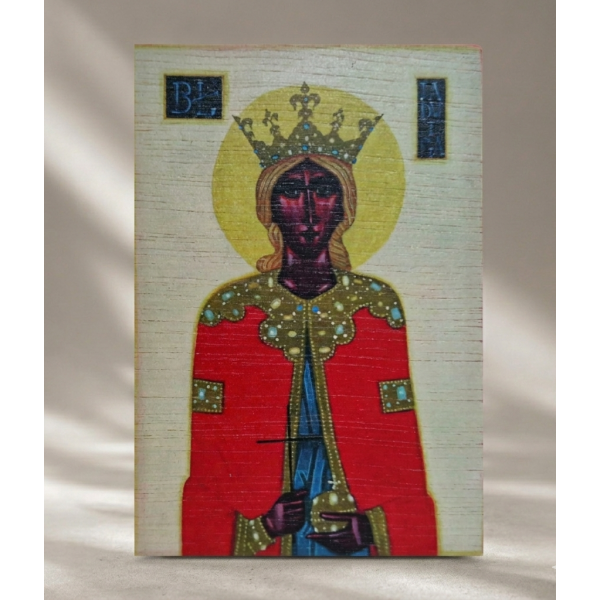 Ikona "Święta Katarzyna"  8,8 x 12,8 cm (czerwony tył)