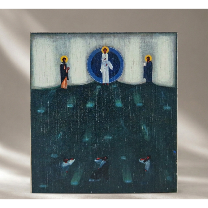 Ikona "Przemienienie Pańskie" 8,8 x 9,2 cm (zielony tył)