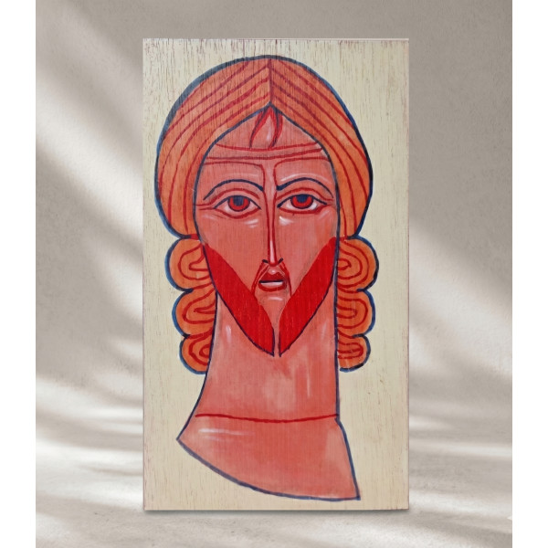 Ikona  "Oblicze Chrystusa"21 x 11,8 cm (czerwony tył)