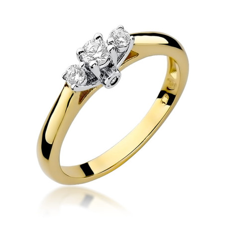 Pierścionek W069 Diament 0,10ct żółte złoto
