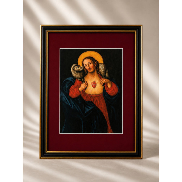 Obraz „Najświętsze Serce Pana Jezusa" z Milejczyc Passe-partout 21 x 30 cm z ramą