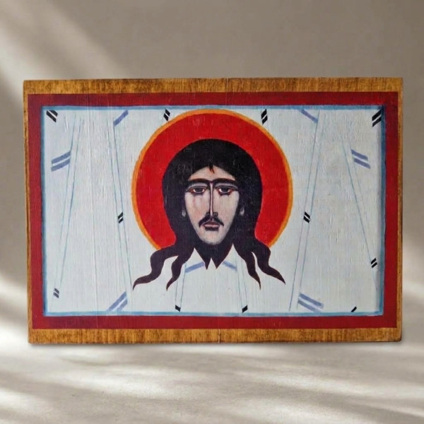 Ikona  "Mandylion - Oblicze Chrystusa" 21 x 15 cm (na drewnie bukowym, wosk palisander)