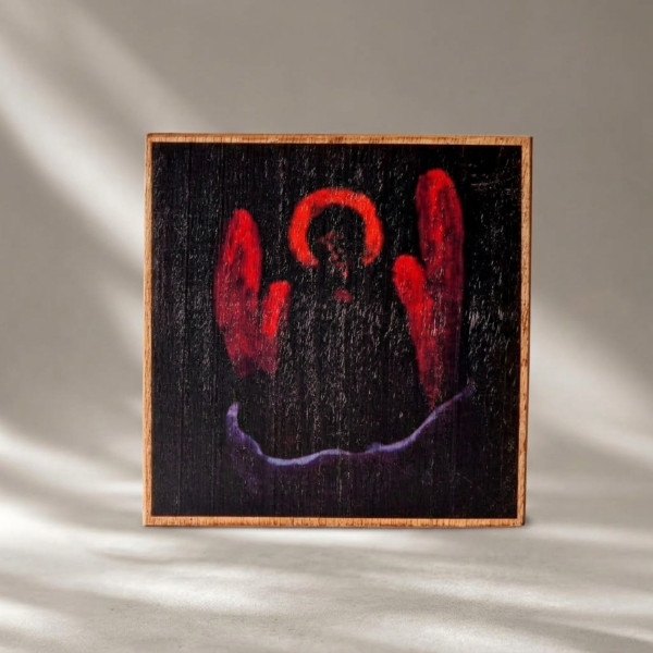 Ikona "Anioł" detal z "Zaśnięcie Bogurodzicy"  10 x 10 cm (na drewnie bukowym)