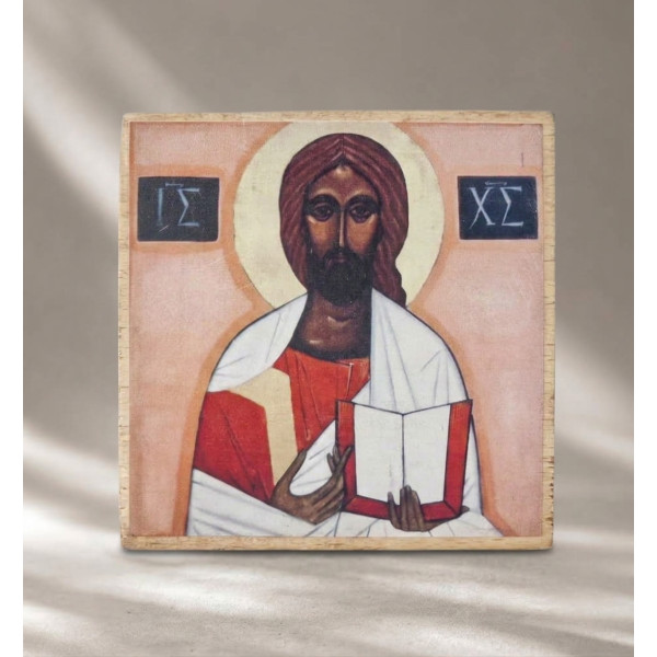 Ikona "Chrystus Pantokrator"  10 x 10 cm (na drewnie bukowym)