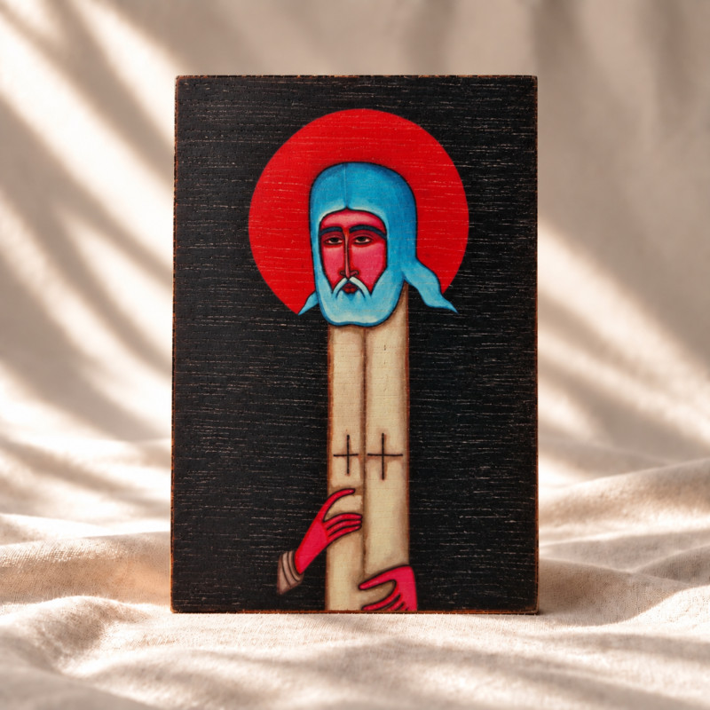 Ikona "Święty Serafin" 12 x 9 cm (czarny tył)