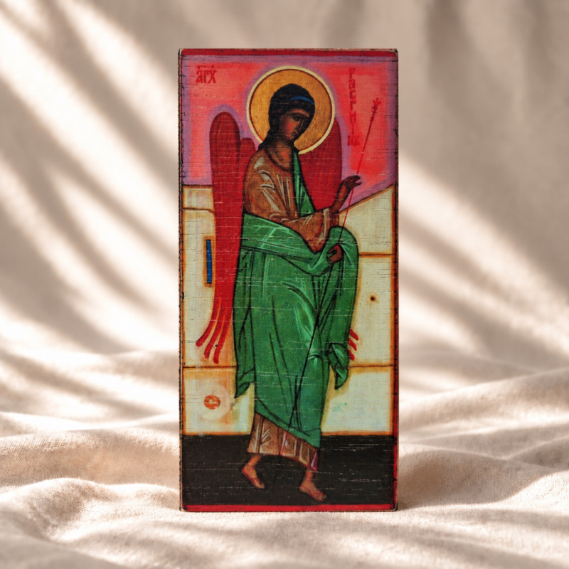Ikona "Archanioł Gabriel"  6 x 12,8 cm (zielony tył)