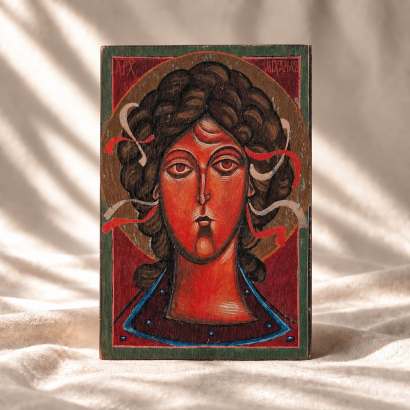 Ikona "Archanioł"  19,6 x 30 cm (zielony tył)