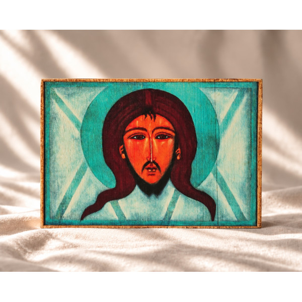 Jerzy Nowosielski – Mandylion, Oblicze Chrystusa 21 × 15 cm – drewno bukowe
