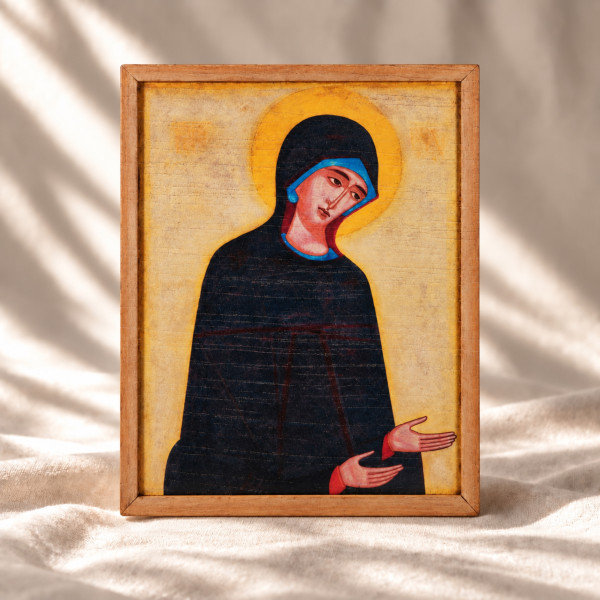 Ikona "Bogurodzica"  20,8 x 24 cm (niebieski tył)