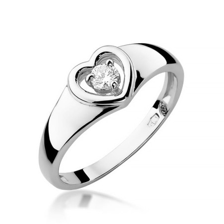 Pierścionek W001 Diament 0,10ct białe złoto