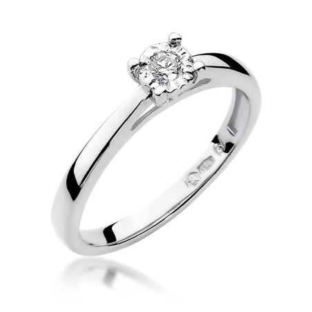 Pierścionek W007 Diament 0,08ct białe złoto