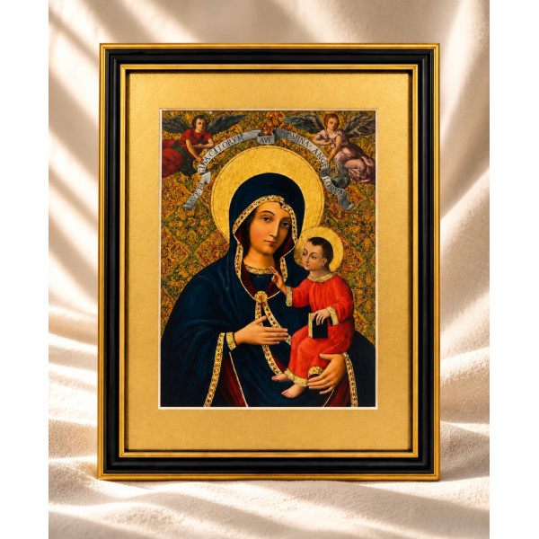Matka Boża Gietrzwałdzka – obraz w ramie z passe-partout 21 × 30 cm