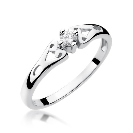 Pierścionek W013 Diament 0,10ct białe złoto