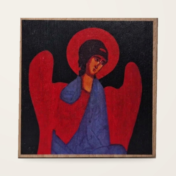Jerzy Nowosielski – Archanioł Michał 10 × 10 cm na drewnie bukowym