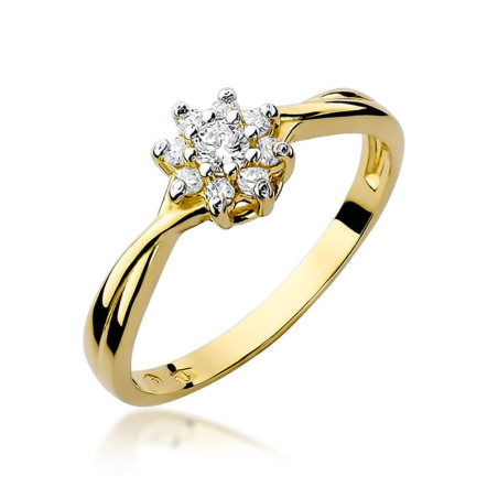 Pierścionek W072 Diament 0,10ct żółte złoto