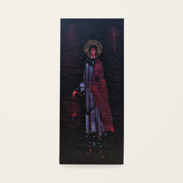 Jerzy Nowosielski – Święty Szczepan 11 × 25 cm na sklejce (bordowy tył)