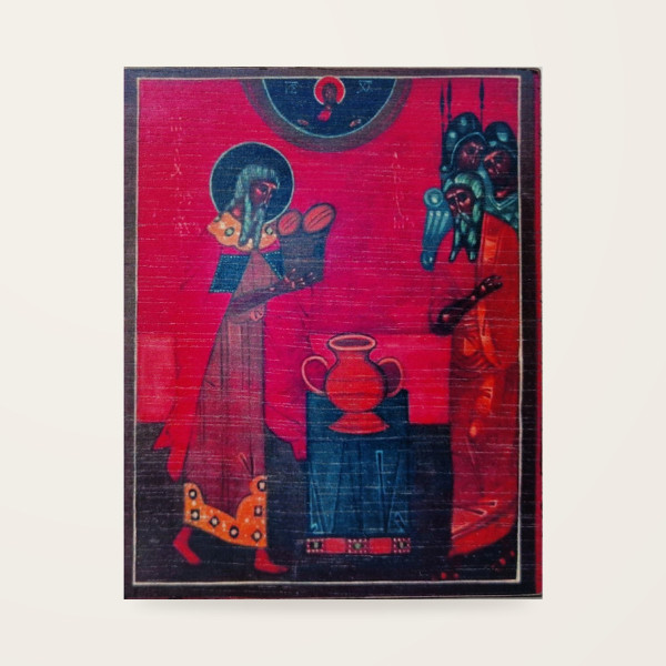 Jerzy Nowosielski – Spotkanie Melchizedeka z Abrahamem 9 × 11 cm na sklejce (czarny tył)
