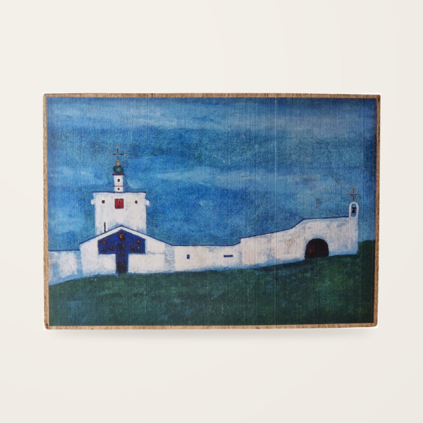 Jerzy Nowosielski – Grabarka – projekt cerkwi 21 × 15 cm na drewnie bukowym – wosk palisander
