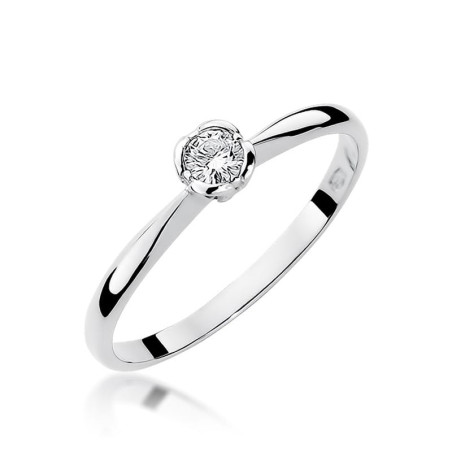 Pierścionek W054 Diament 0,10ct białe złoto