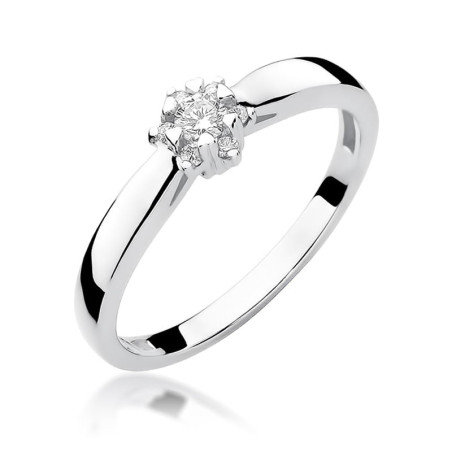 Pierścionek W061 Diament 0,15ct białe złoto