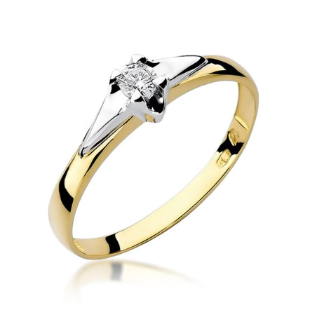 Pierścionek W088 Diament 0,08ct żółte złoto