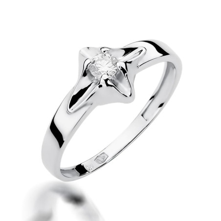 Pierścionek W155 Diament 0,12ct białe złoto