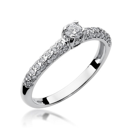 Pierścionek W200 Diament 0,15ct białe złoto