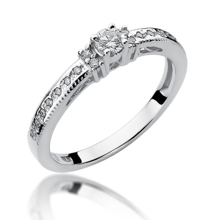 Pierścionek W201 Diament 0,13ct białe złoto