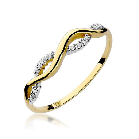 Pierścionek W096 z diamentami żółte złoto