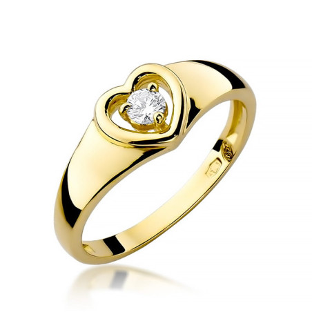 Pierścionek W001 Diament 0,10ct żółte złoto