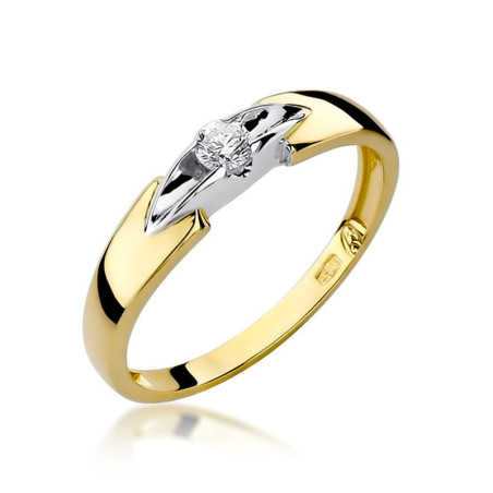 Pierścionek W124 Diament 0,10ct żółte złoto