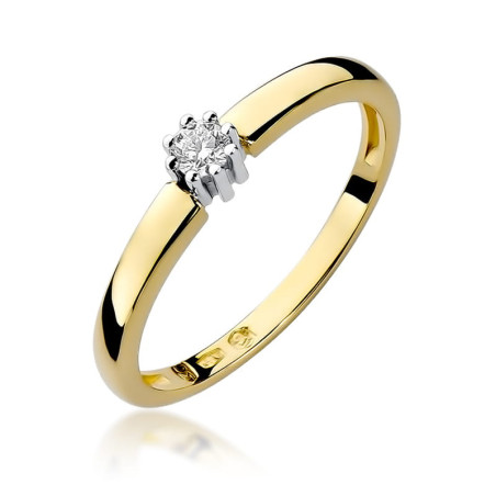 Pierścionek W128 Diament 0,10ct żółte złoto