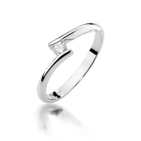 Pierścionek W371 Diament 0,09ct białe złoto