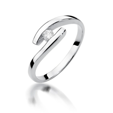 Pierścionek W373 Diament 0,09ct białe złoto