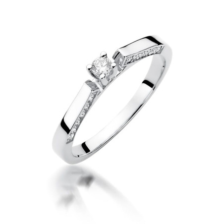 Pierścionek W396 Diament 0,08ct białe złoto