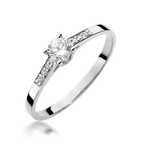 Pierścionek W399 Diament 0,15ct białe złoto