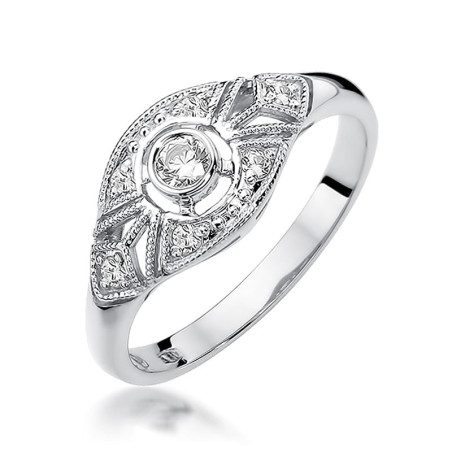 Pierścionek W413 Diament 0,10ct białe złoto