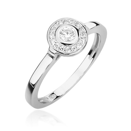 Pierścionek W460 Diament 0,12ct białe złoto
