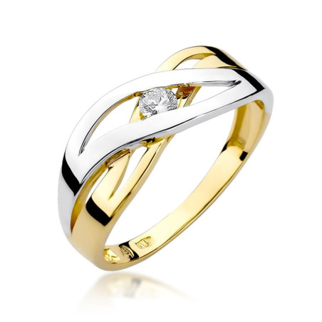 Pierścionek W156 Diament 0,10ct żółte złoto