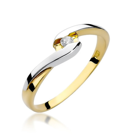 Pierścionek W158 Diament 0,05ct żółte złoto