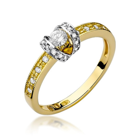 Pierścionek W162 Diament 0,10ct żółte złoto