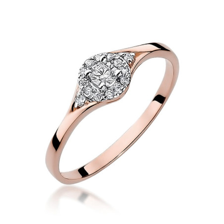 Pierścionek W056 Diament 0,10ct różowe złoto